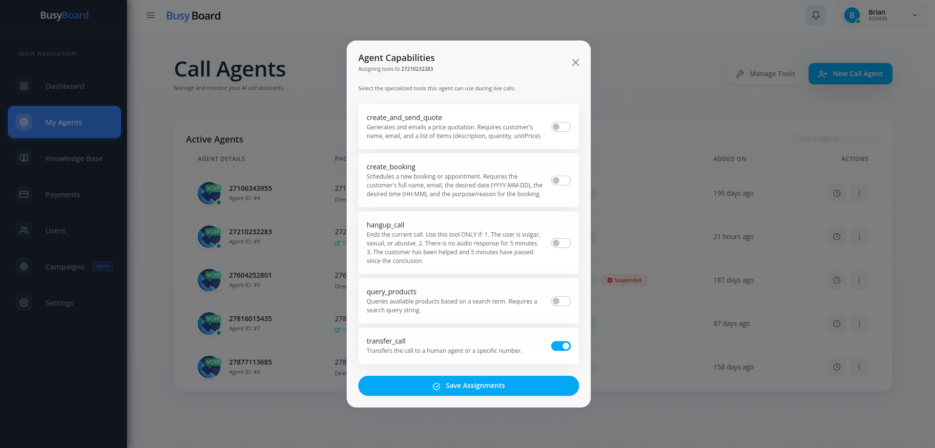 Dashboard Call Analytics